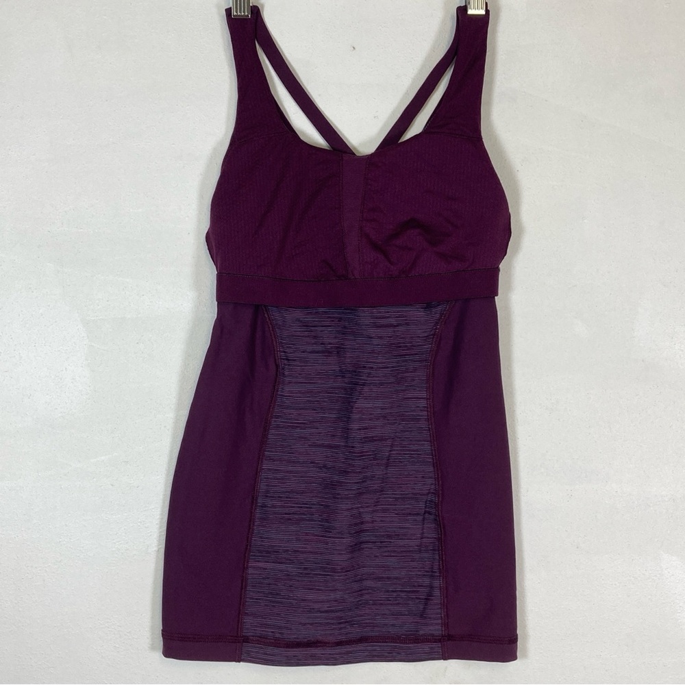 Lululemon Energy Tank Top Women’s Size 8 Purple Striped Gym Yoga Running Sport - Picture 6 of 11